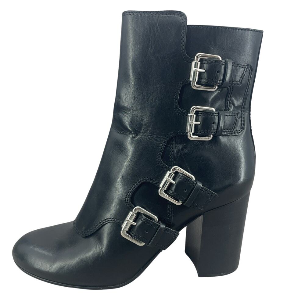 Vero Cuoio VC Kadron Womens 9.5M Black Leather Buckle Ankle Boots Witchy Chic